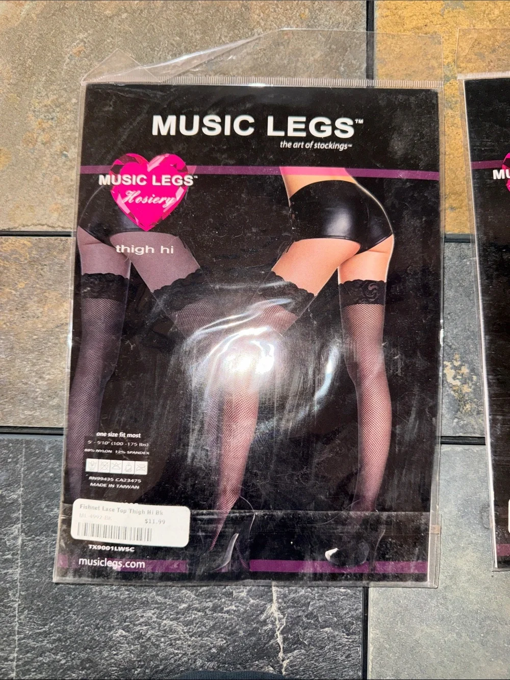 Music Legs Thigh High Stockings Bundle Fishnet and Sheer Lace Top Black O/S